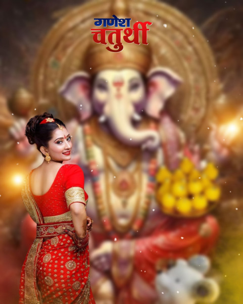 Ganesh Chaturthi Editing New Background With Girl For Photoshop