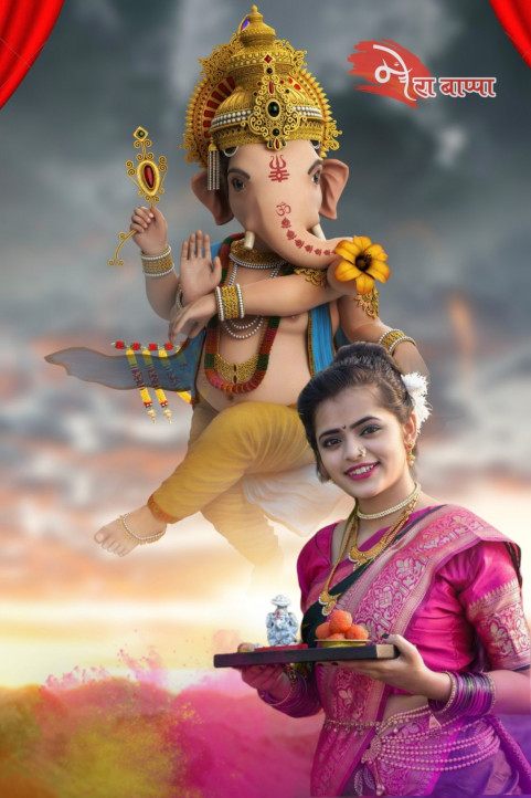 Ganesh Chaturthi Girl Picsart Editing Background Full HD Download