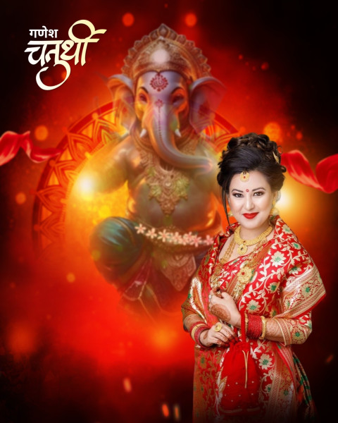 Ganesh Utsav Photoshop Background With Girl For Editing Pics
