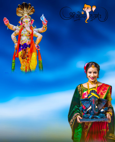Ganpati Bappa Girl CB Picsart Editing Background HD Download Img