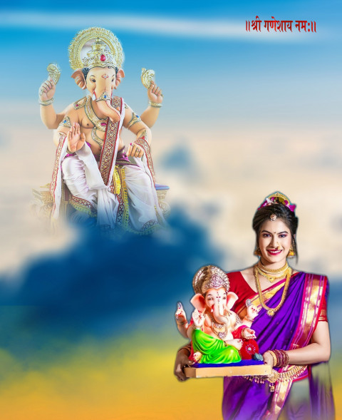 Ganpati Bappa Girl CB Picsart Editing Background HD Download New