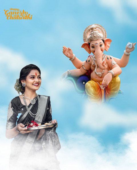 Girl Ganesh Chaturthi CB Picsart Editing Background Full HD