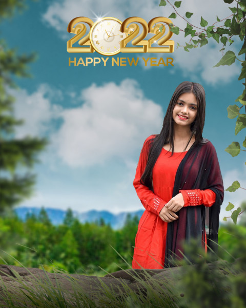 Girl Happy New Year 2022 Editing CB PicsArt Background