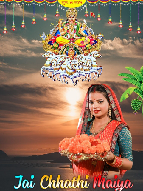 Girl Latest Happy Chhath Puja Background HD for Photoshop