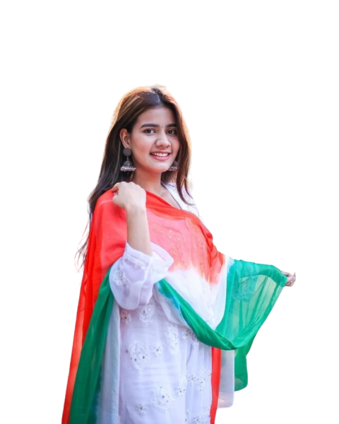 Girl PNG With Tiranga Transparent Background HD