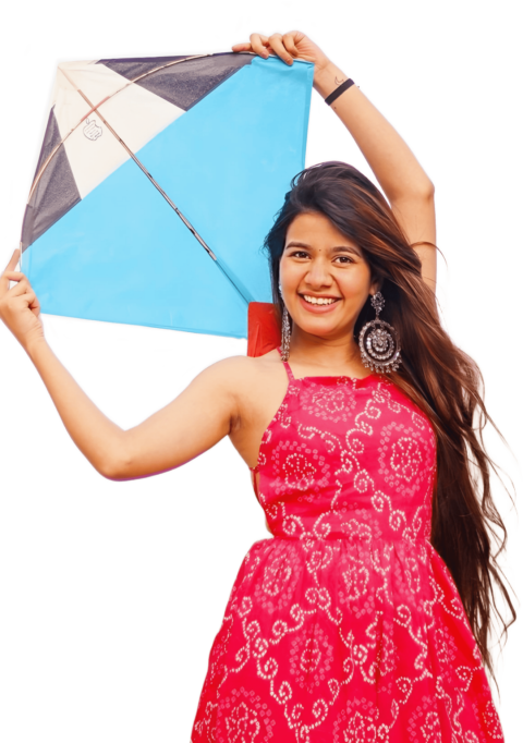Girl with Kite Makar Sankranti Editing PNG Download
