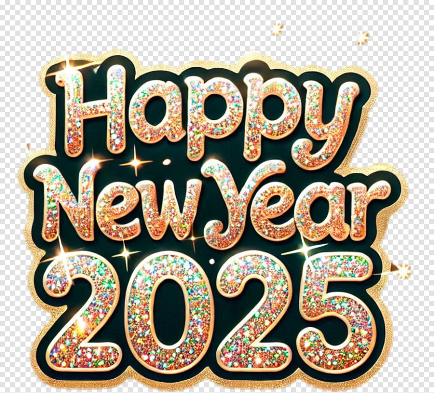 Glittery Happy New Year 2025 Text Png For Instagram Posts