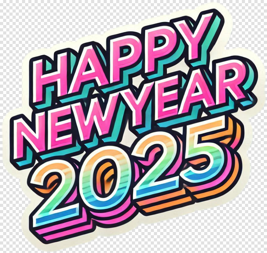 Glowing Happy New Year 2025 CB editing Text Png Designs
