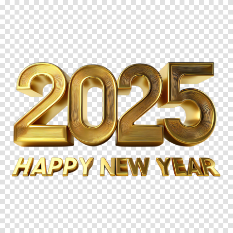 Golden 2025 3d Numbers For Happy New Year Png