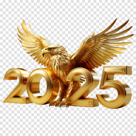Golden 2025 With Majestic Eagle Design Png Transparent Images