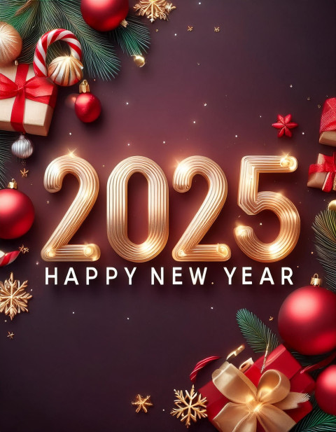Golden Glow Celebrations 2025 Happy New Year Card Images Hd