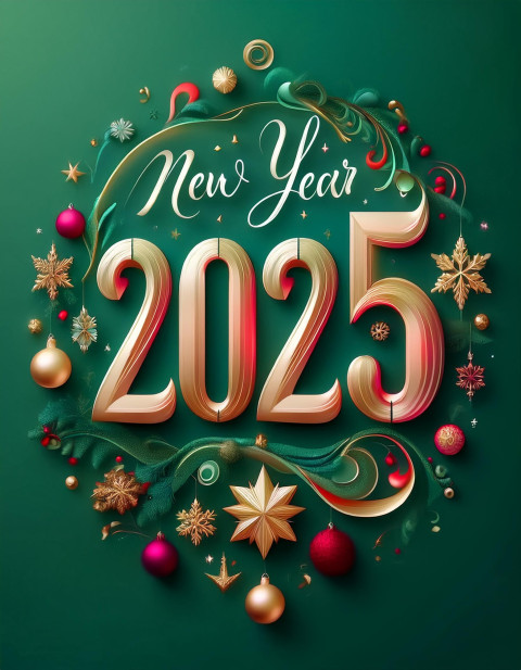 Green And Gold Hd 2025 Happy New Year Celebration Card Pictures