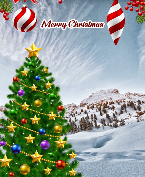 Green Merry Christmas Tree Background Free New Picsart Images Download