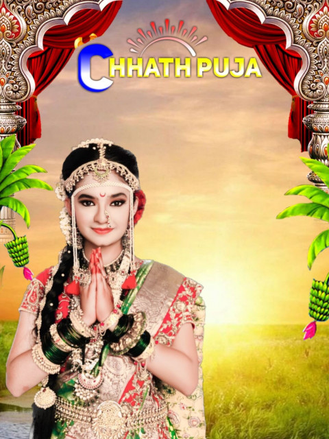 Happy Chhath Puja Background Free Download With Girl
