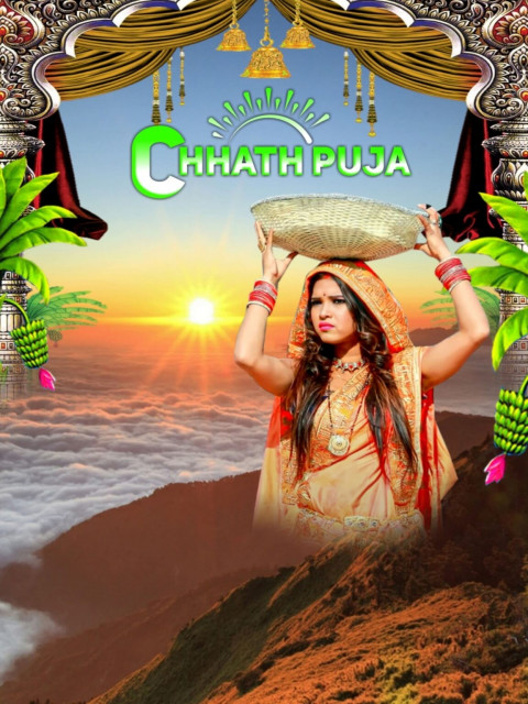 Happy Chhath Puja Girl PicsArt CB Background Stock Free