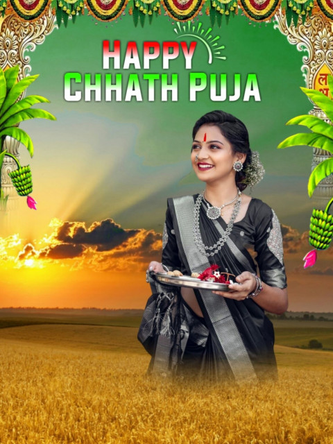 Happy Chhath Puja Girl Special Photo CB Editing Background