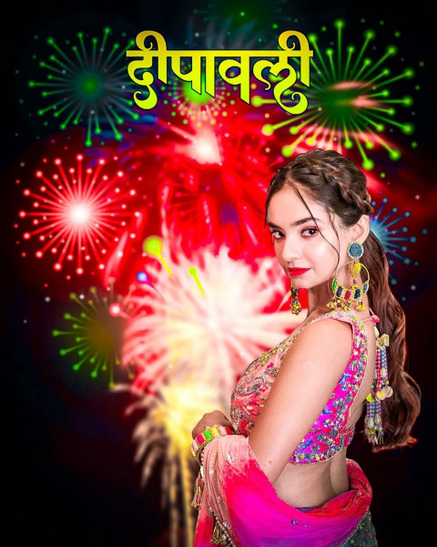 Happy Dipawali HD Background With Girl Images for Photoshop Editing