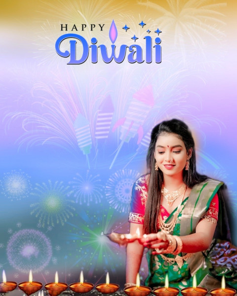 Happy Diwali Background For Editing Images With Girl