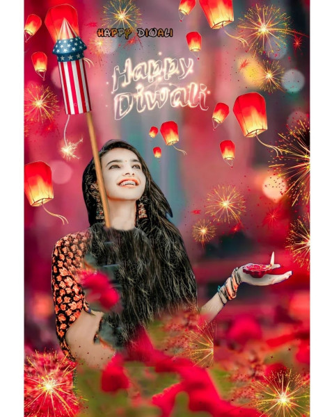 Happy diwali Cb Background With Girl Snapseed Editing