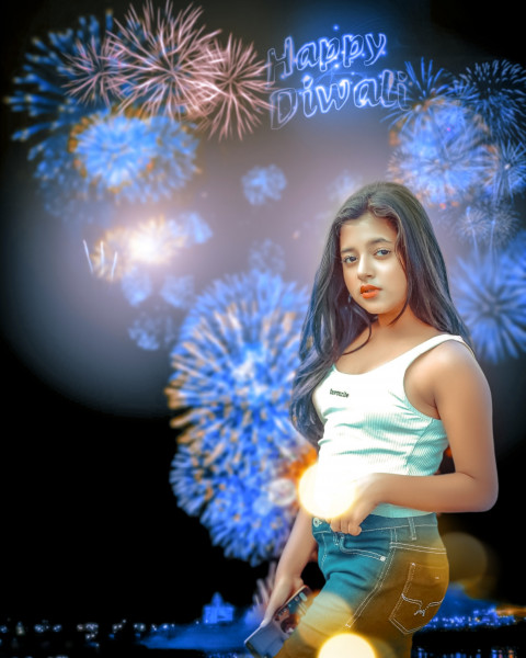 Happy Diwali CB HD Background With Girl For Editing