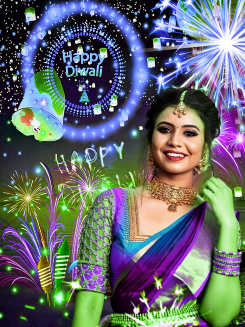 Happy Diwali Firework Background With Girl CB Editing