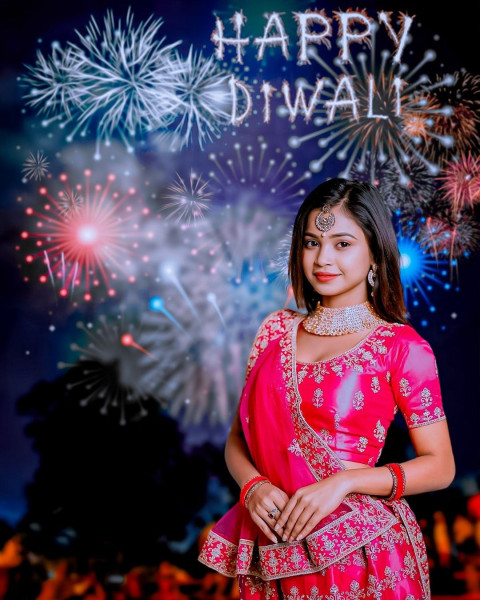 Happy Diwali Full HD Background With Girl Images For PicsArt Editing