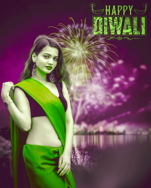 Happy Diwali Photo Editing Girl Background Online
