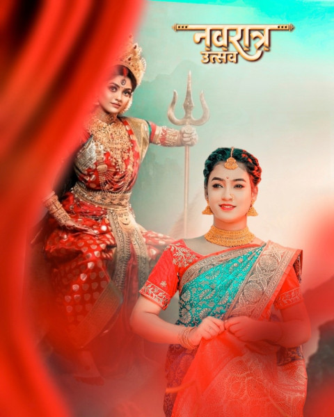 Happy Durga Puja Background CB Photo Editing With Girls Pic