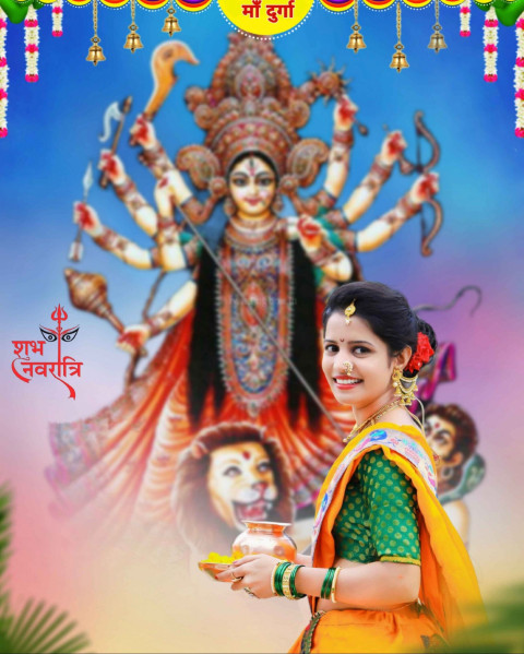 Happy Durga Puja Background CB Photo Editing With Girls Pics
