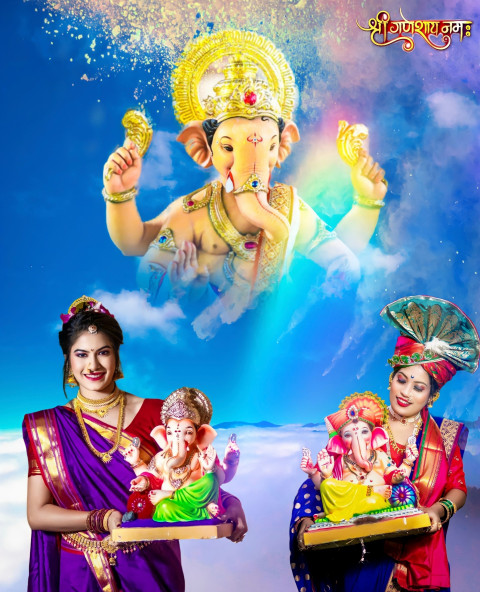 Happy Ganesh Chaturthi Editing CB PicsArt Background With Girl