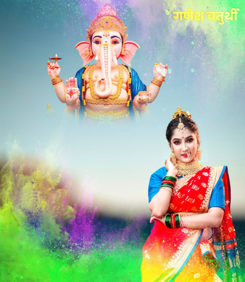 Happy Ganesh Chaturthi Editing CB PicsArt Background With Girl