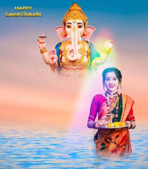 Happy Ganesh Chaturthi Editing CB PicsArt Background With Girl Pic