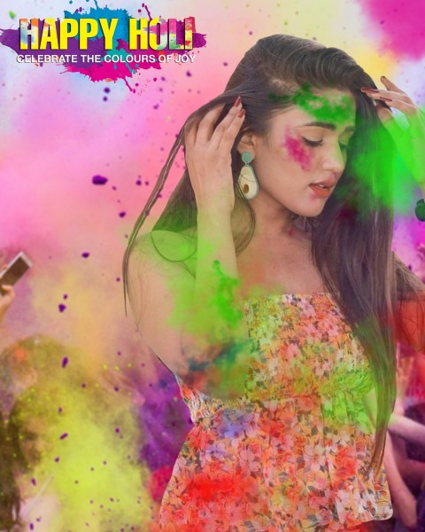 Happy Holi Background With Girl Hd