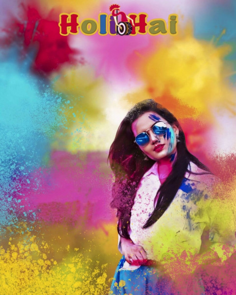 Happy Holi CB Picsart Background With Girl Editing Full HD