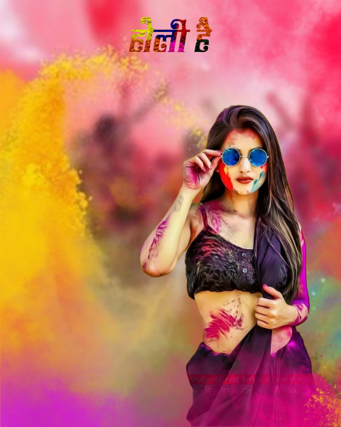 Happy Holi Editing Background With Girl For Picsart & Photoshop
