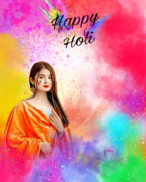Happy Holi Editing Colorful Background With Girl 2025 Free