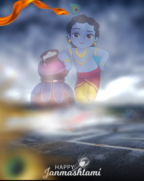 Happy Krishna Janmashtami CB Background HD For CB PicsArt Photo Editing