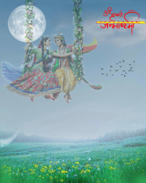 Happy Krishna Janmashtami PicsArt Background Full HD