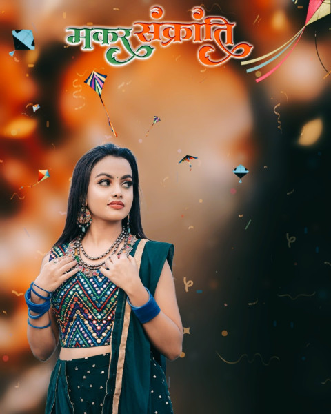 Happy Makar Sankranti Girl Background HD For CB Editing Images