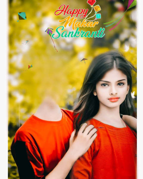 Happy Makar Sankranti Girl Background HD For CB Editing Images