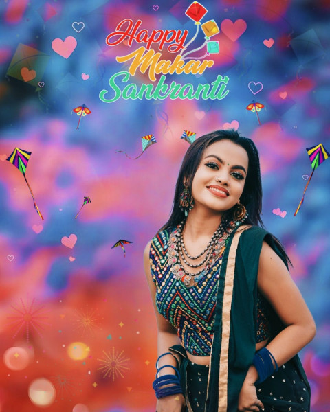 Happy Makar Sankranti Girl Background HD For CB Editing Images