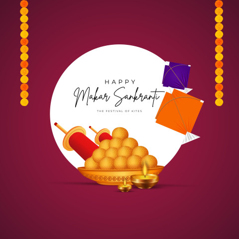 Happy Makar Sankranti Traditional Poster Edit Background