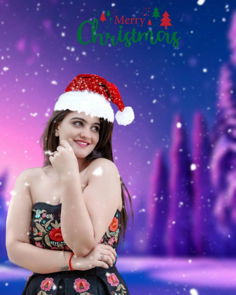 Happy Merry Christmas Editing Background With Girl