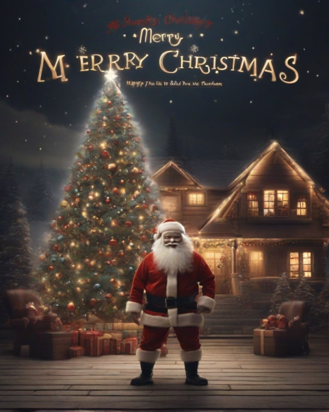 Happy Merry Christmas Tree With Santa Claus Background Full HD