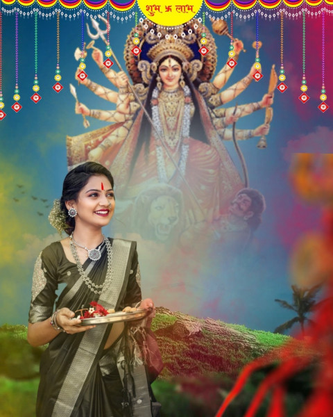Happy Navratri Background With Girl For CB Photo Editing HD