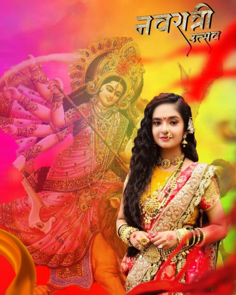 Happy Navratri Background With Girl For CB Photoshop Editing