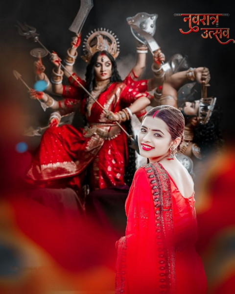 Happy Navratri Background With Girls CB Photo Editing Images HD