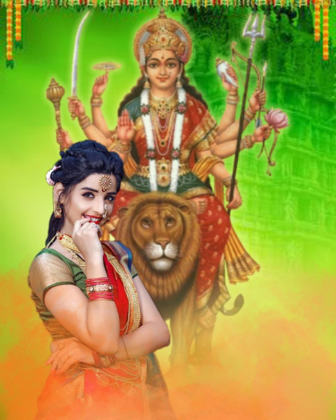 Happy Navratri PicsArt Background Images With Girl