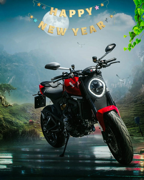 Happy Near Year 2025 Bike Background HD For CB Editing