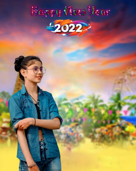 Happy New Year 2022 Girl Background For Editing Photoshop
